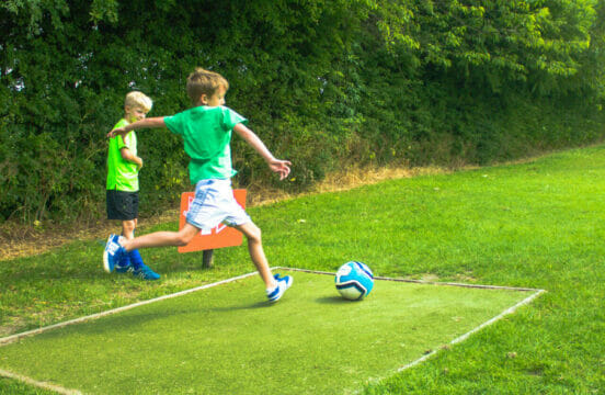 Kids playing Footgolf at Bradley Park Golf Course